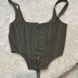 White Fox Boutique Olive Corset Top